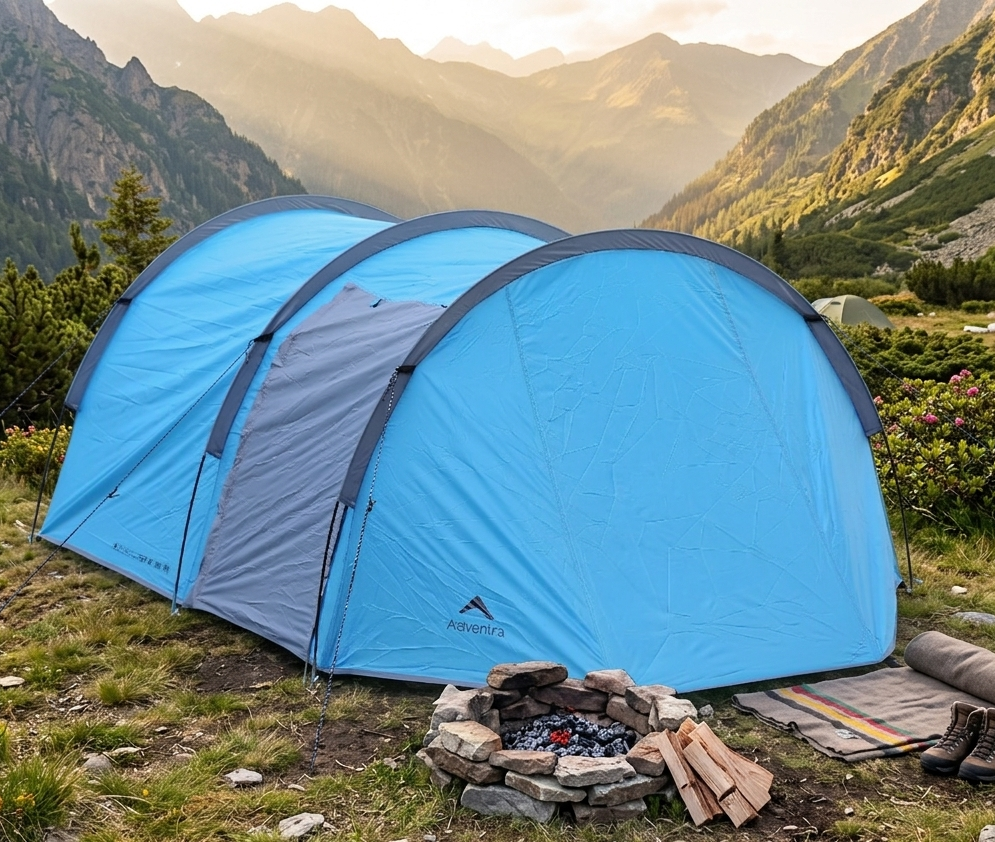 Adventra 4-Person Waterproof Camping Tent – Tunnel Tent with Carry Bag, Lightweight Outdoor Tent (ET1104 Aqua Blue)-thumbmail-3