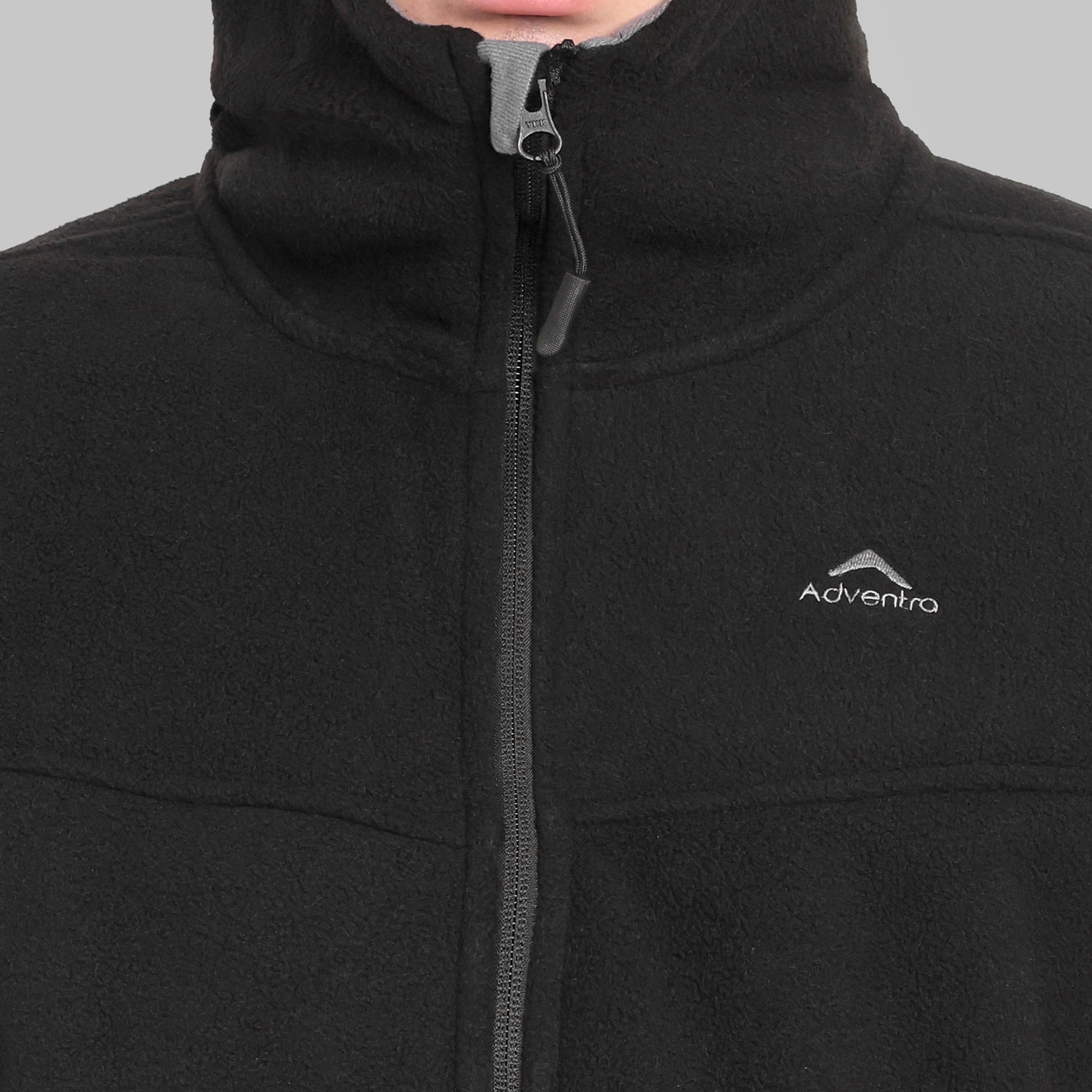 Sherpa Fleece Full Zip Hoodie Jacket – Ultra Warm (ET501) Black-thumbmail-3