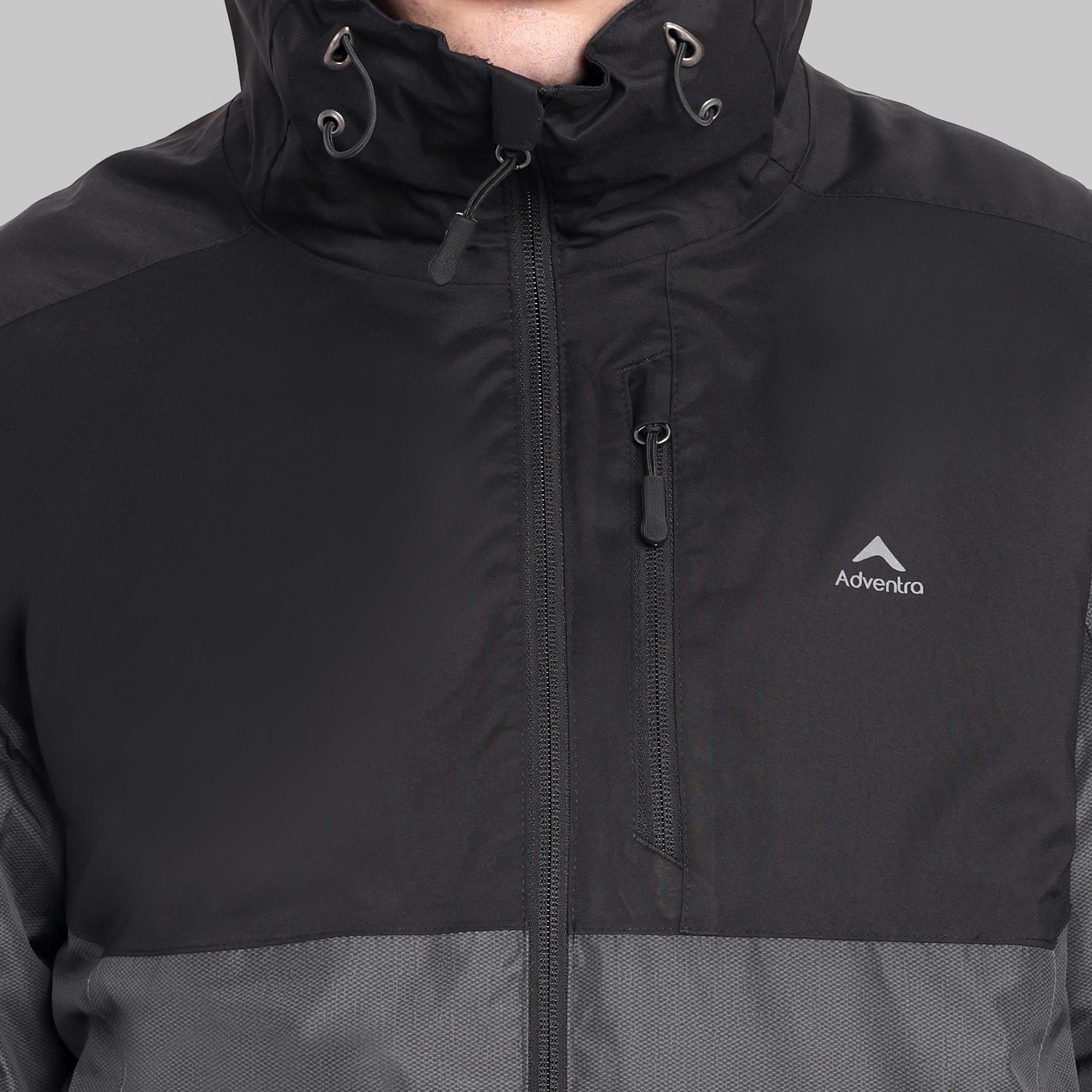 Waterproof Hooded Jacket with Pockets – Warm -10°C (ET1100) Grey/Black-thumbmail-7