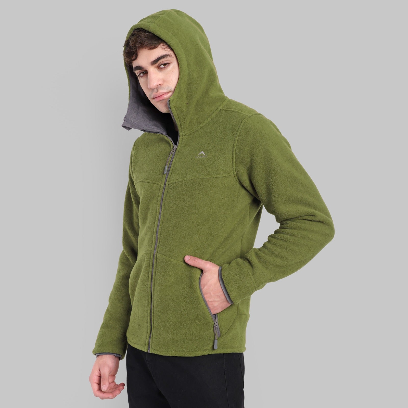 Sherpa Fleece Full Zip Hoodie Jacket – Ultra Warm (ET501) Olive Green-thumbmail-5
