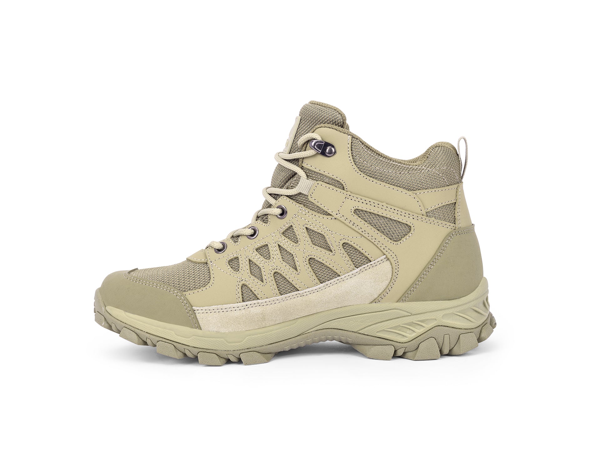 Men Waterproof Mid-Top Hiking Shoes with Cushioned Comfort (WH1107) Beige-thumbmail-5