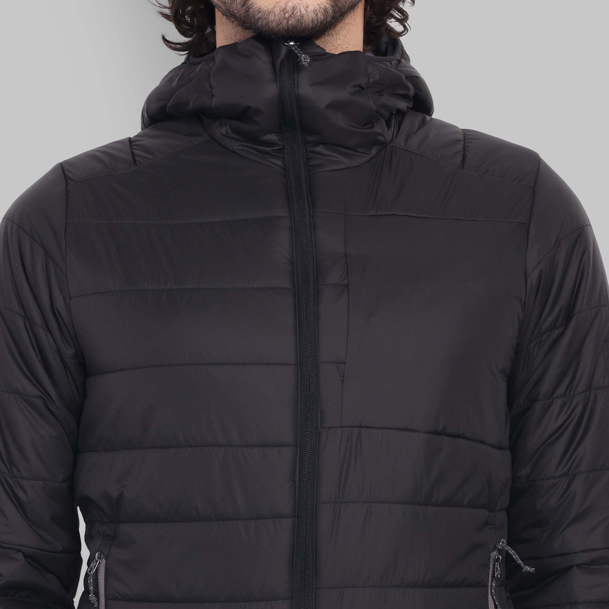Lightweight Packable Jacket with Hood – Water-Repellent & Insulated -5°C (ET1100) – Black-thumbmail-5