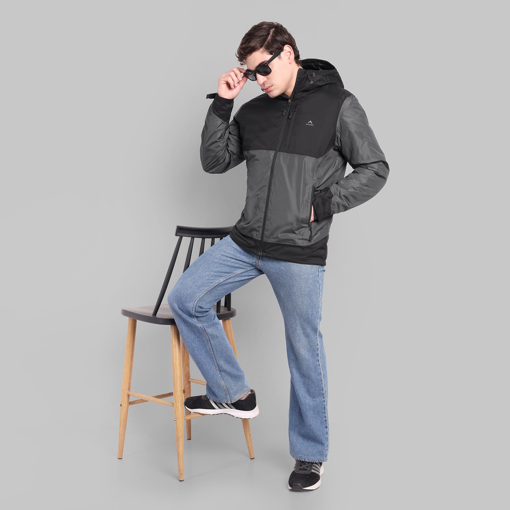Waterproof Hooded Jacket with Pockets – Warm -10°C (ET1100) Grey/Black-thumbmail-2