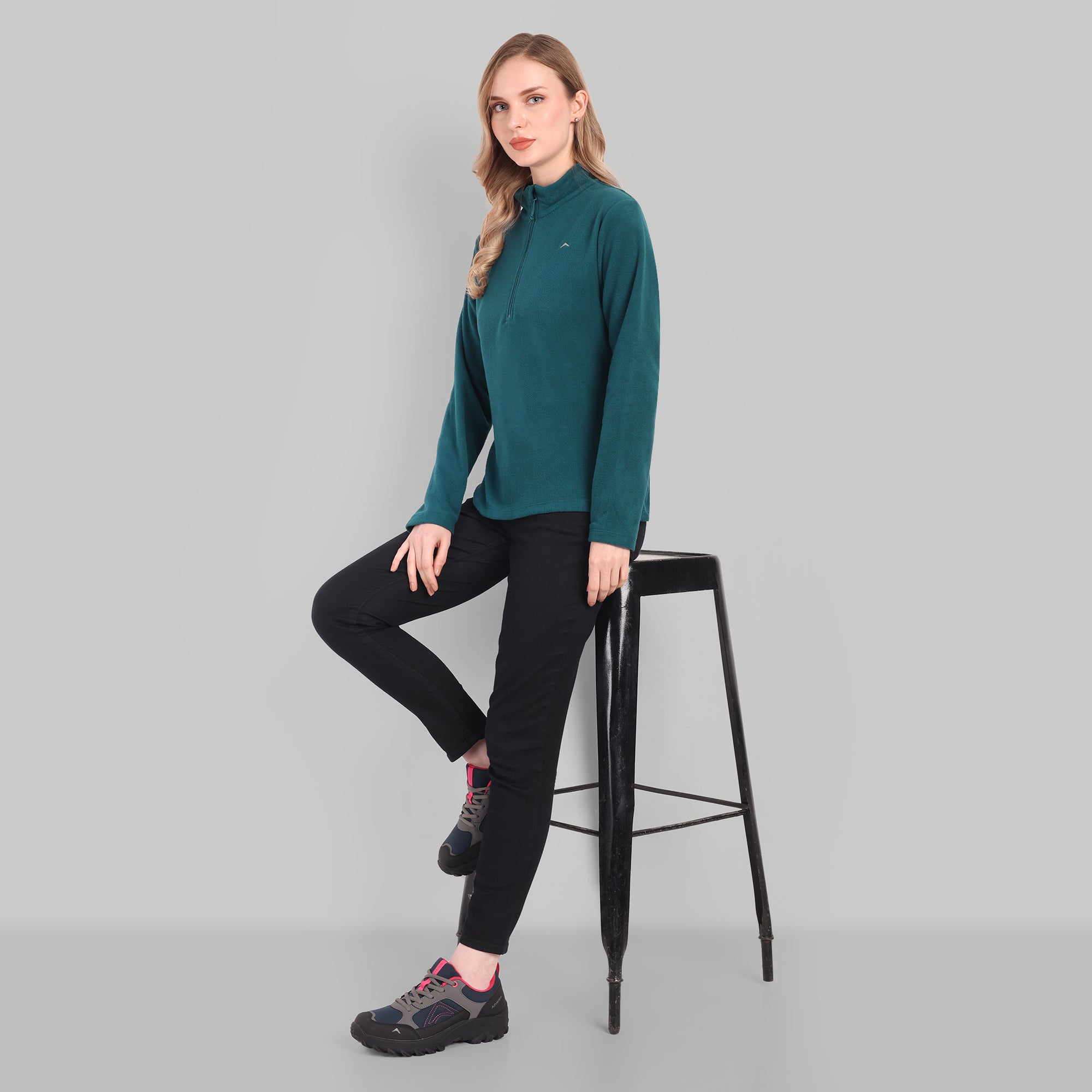 Women Half Zip Fleece Jacket – Lightweight (ET1000) Glacial Teal-thumbmail-7
