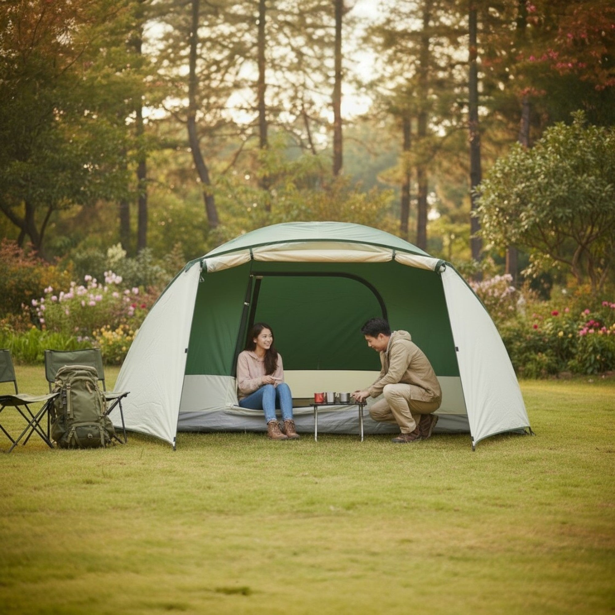 6-Person Waterproof Large Dome Camping Tent with UV Protection & Wind-Ready (ET1106) Green-thumbmail-5