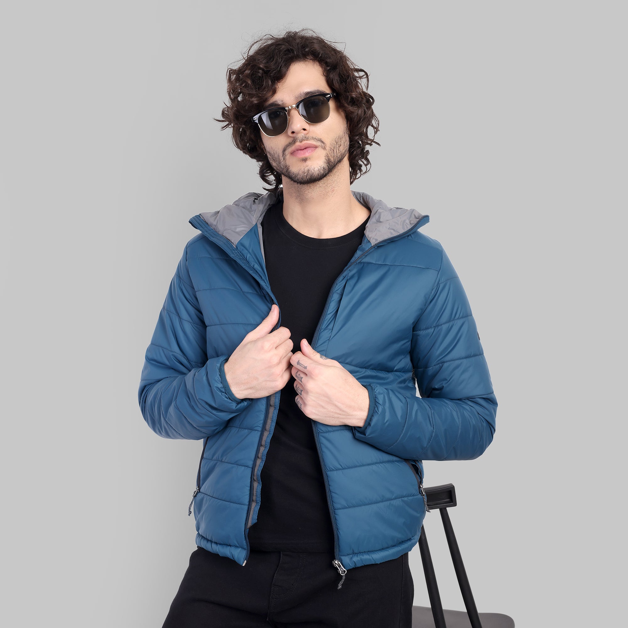 Lightweight Packable Jacket with Hood – Water-Repellent & Insulated - 5°C (ET1100) – Teal Blue-thumbmail-7