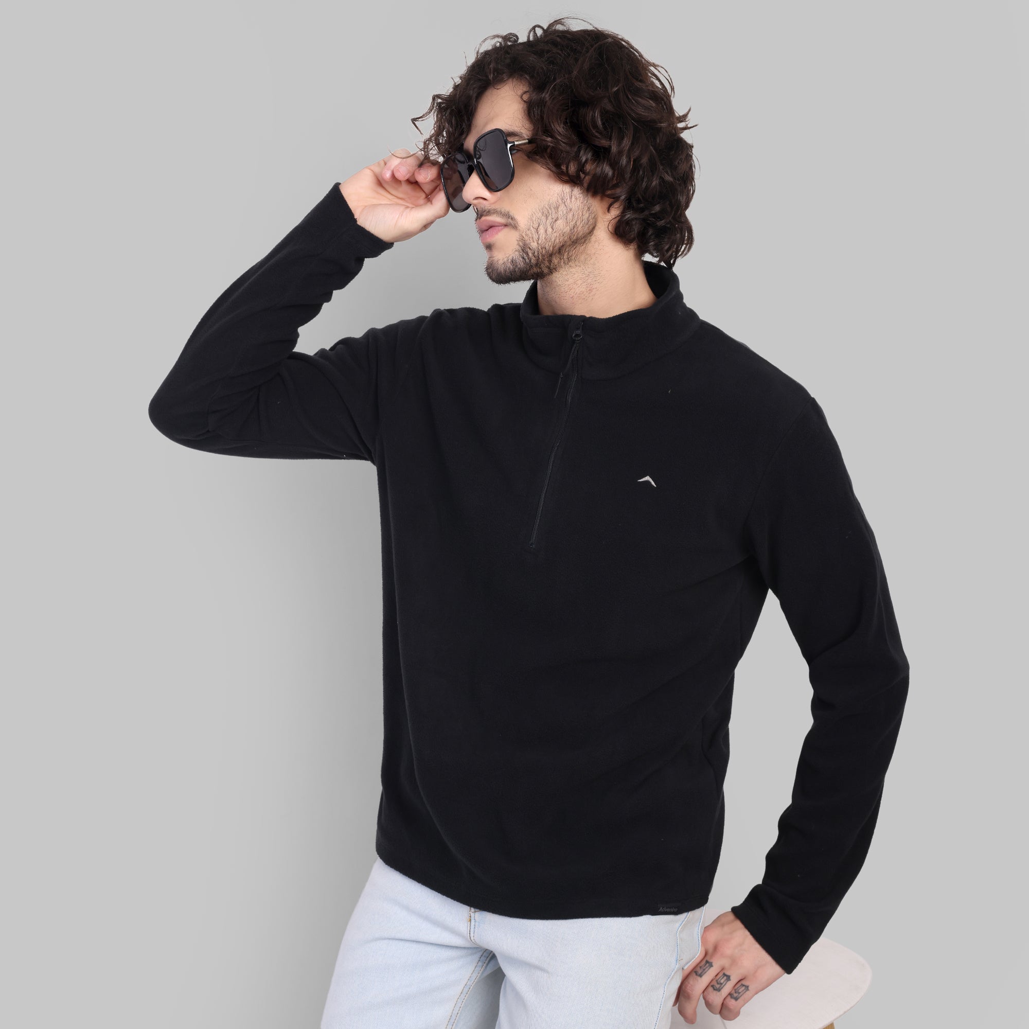Half Zip Fleece Jacket – Lightweight (ET1000) Black-thumbmail-9