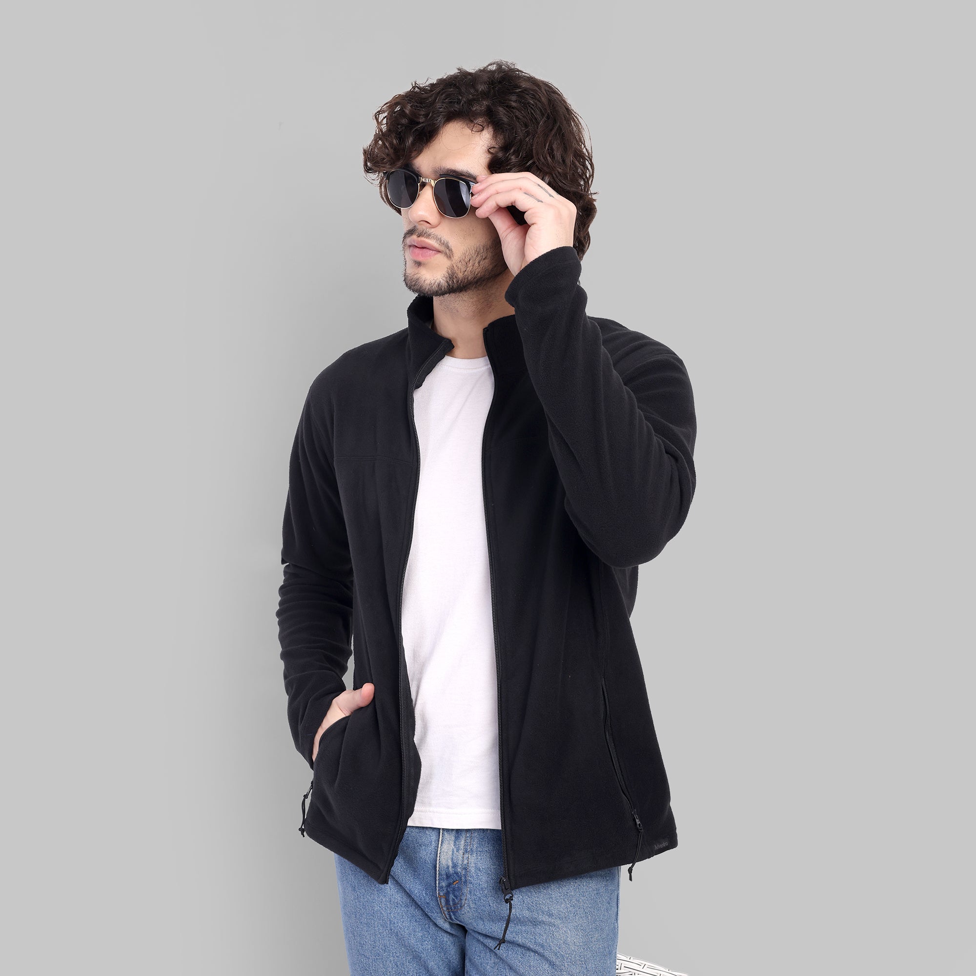 Full Zip Fleece Jacket – Lightweight (ET1000) Black-thumbmail-8