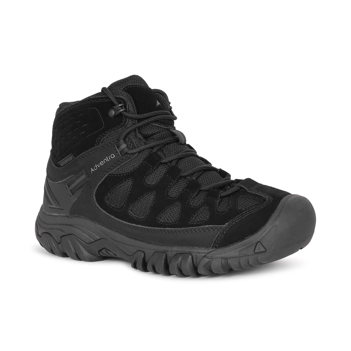 Waterproof Mid Ankle Hiking Shoes with Suede Upper (ET1113) - Black