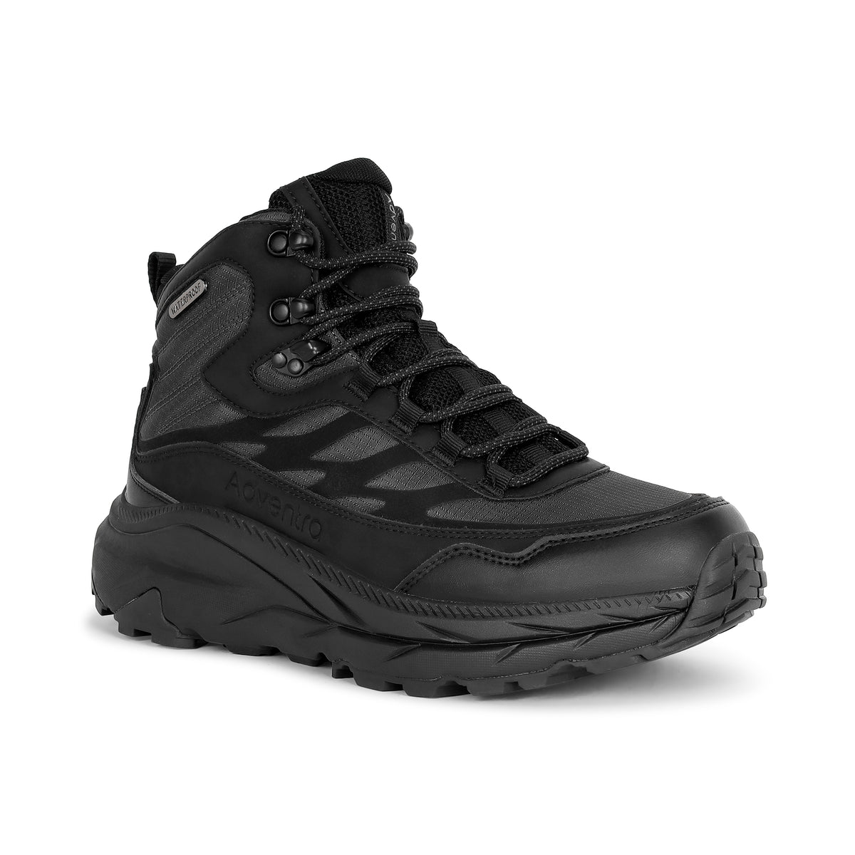 Waterproof Mid Ankle Hiking Shoes with Anti-Skid Rubber Sole (ET1112) - Black