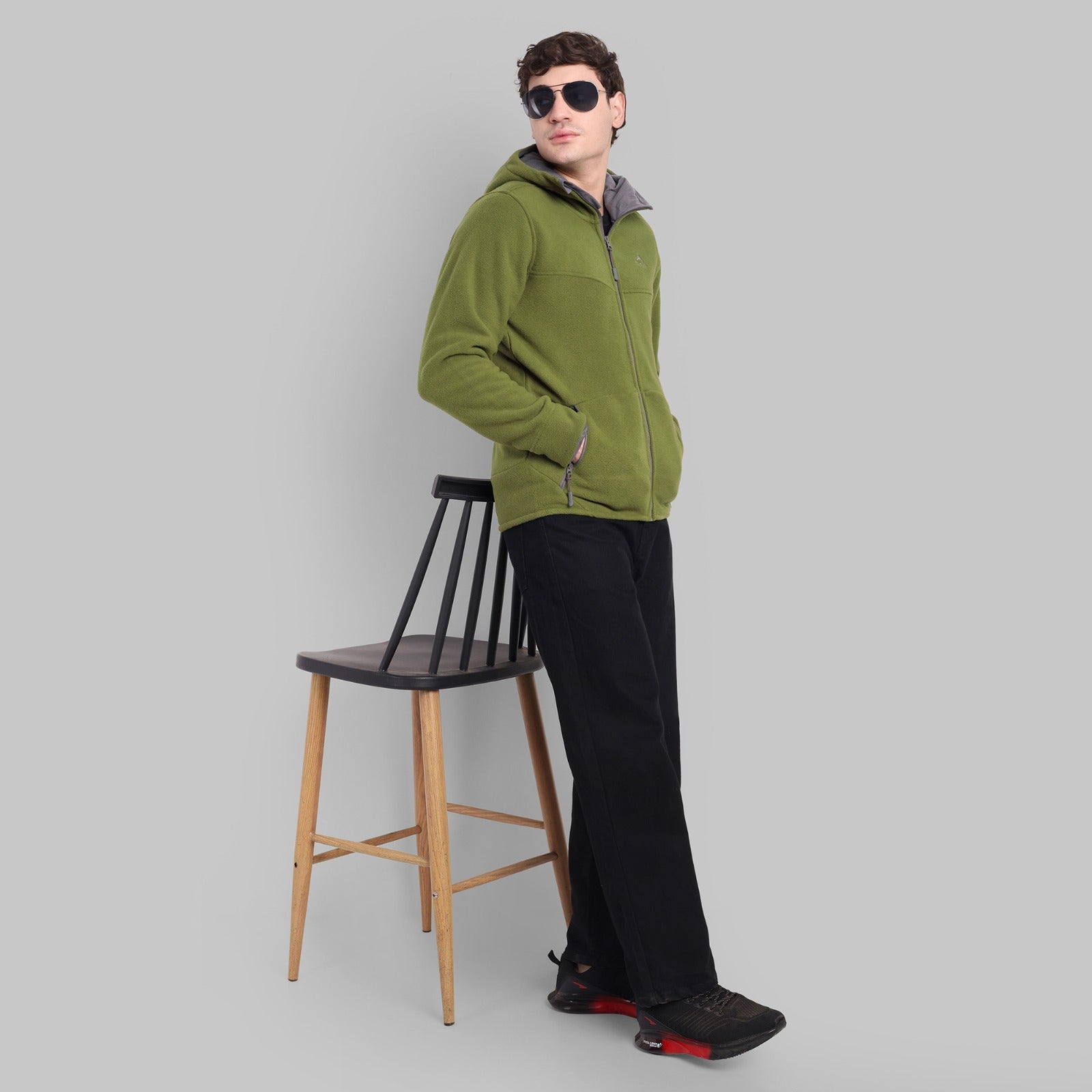 Sherpa Fleece Full Zip Hoodie Jacket – Ultra Warm (ET501) Olive Green-thumbmail-8