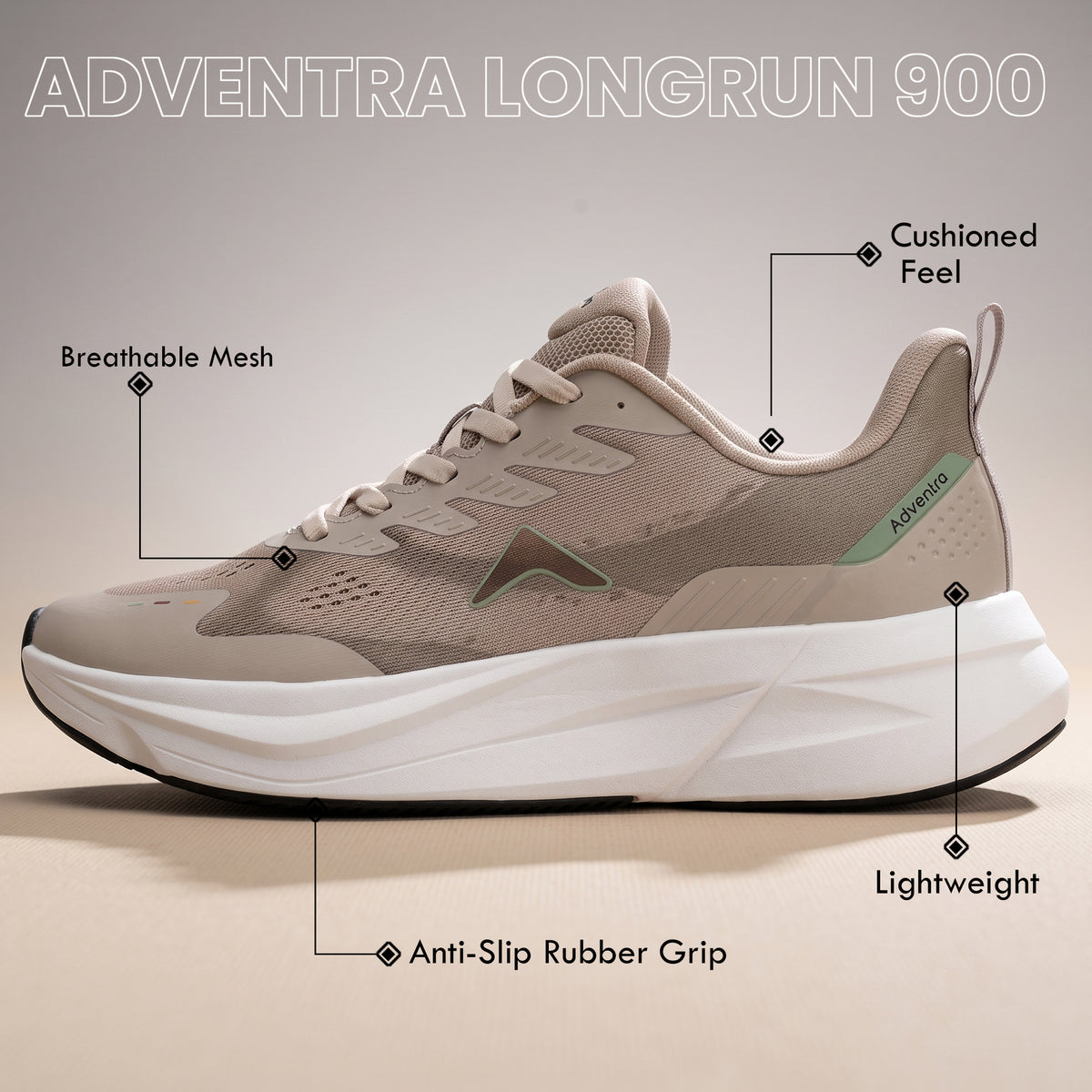 Men's Running Shoes | Breathable Mesh Sports Shoes | (RR500) Beige-thumbmail-3