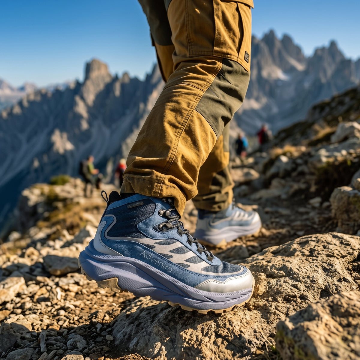 Waterproof Mid Ankle Hiking Shoes with Anti-Skid Rubber Sole (ET1112) - Blue-thumbmail-3