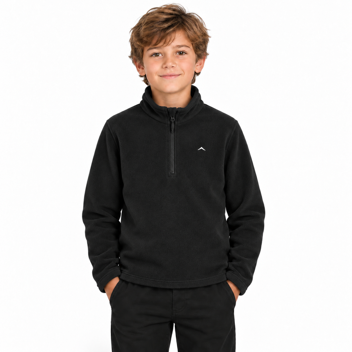 Kids Half Zip Fleece Jacket – Lightweight (ET1000) Black