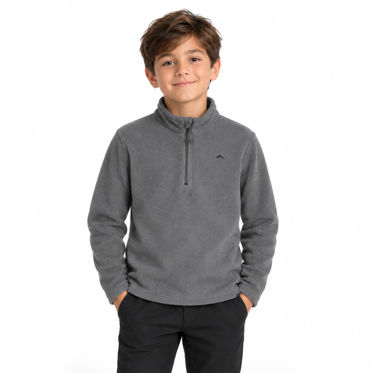 Kids Half Zip Fleece Jacket – Lightweight (ET1000) Grey