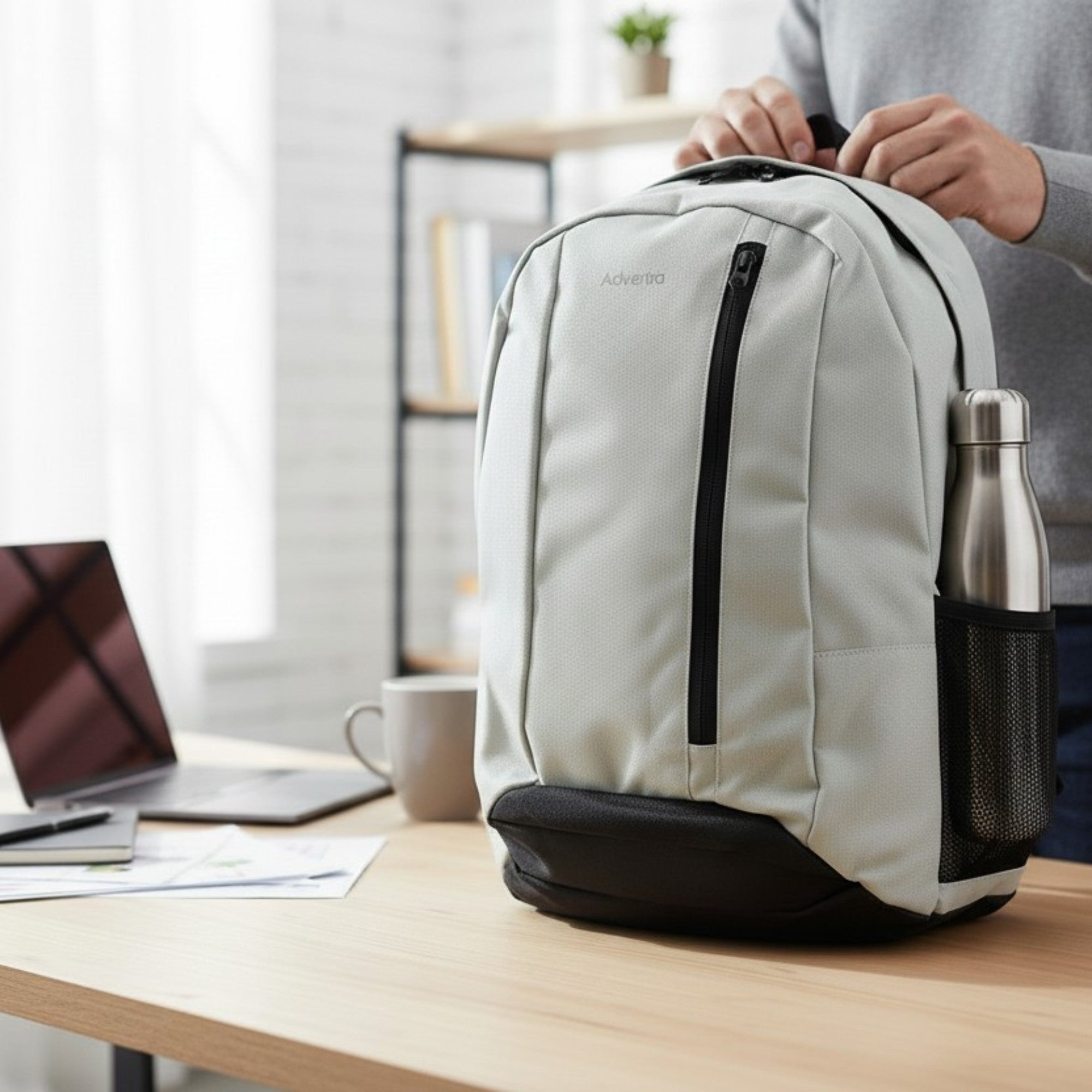 Adventra 20L Everyday Backpack with Padded Straps – Lightweight Durable Laptop Bag (AERO EH101 Grey)-thumbmail-4
