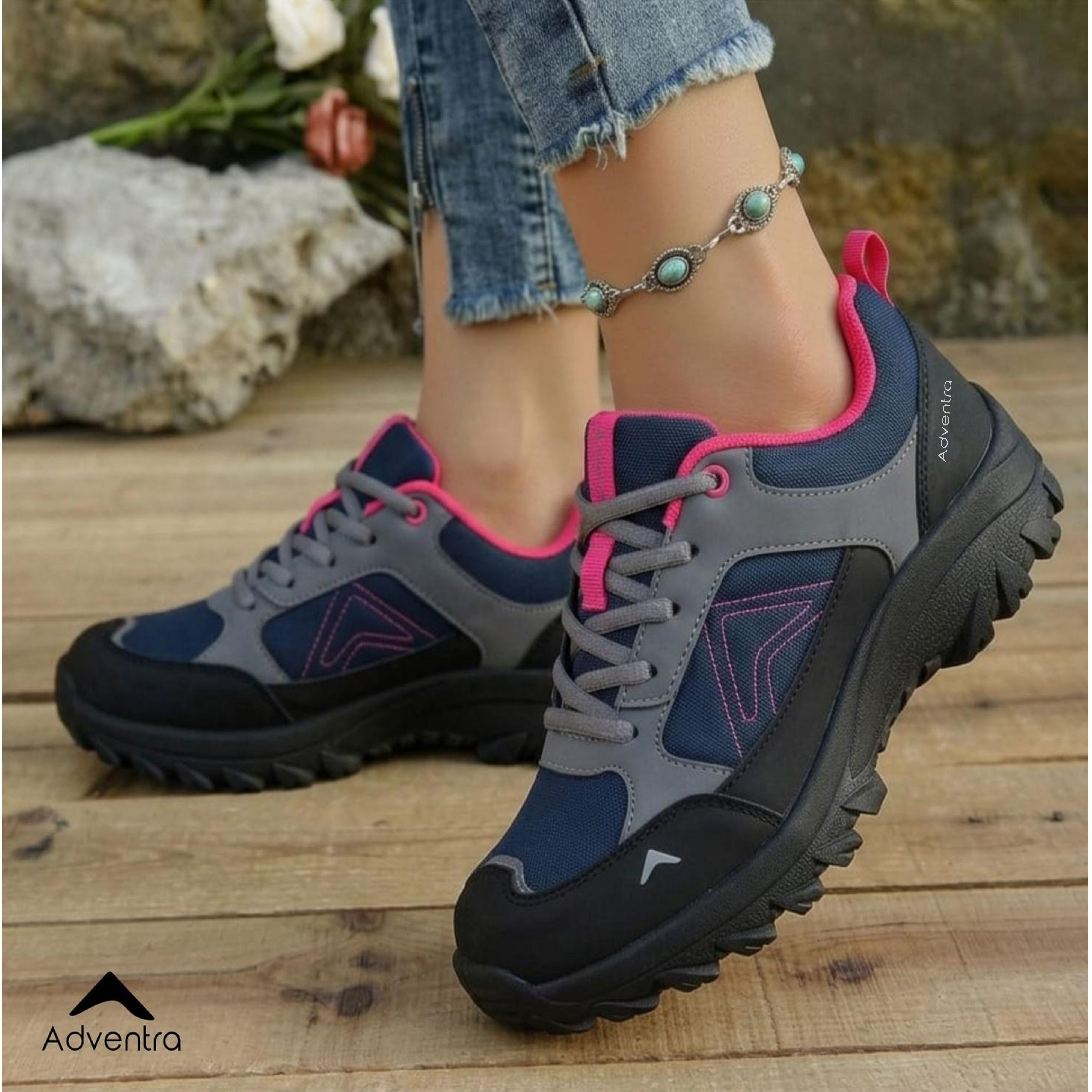 Women Low-Top Hiking Shoes with Anti-Skid Rubber Sole (EH500) Black-Pink-thumbmail-3