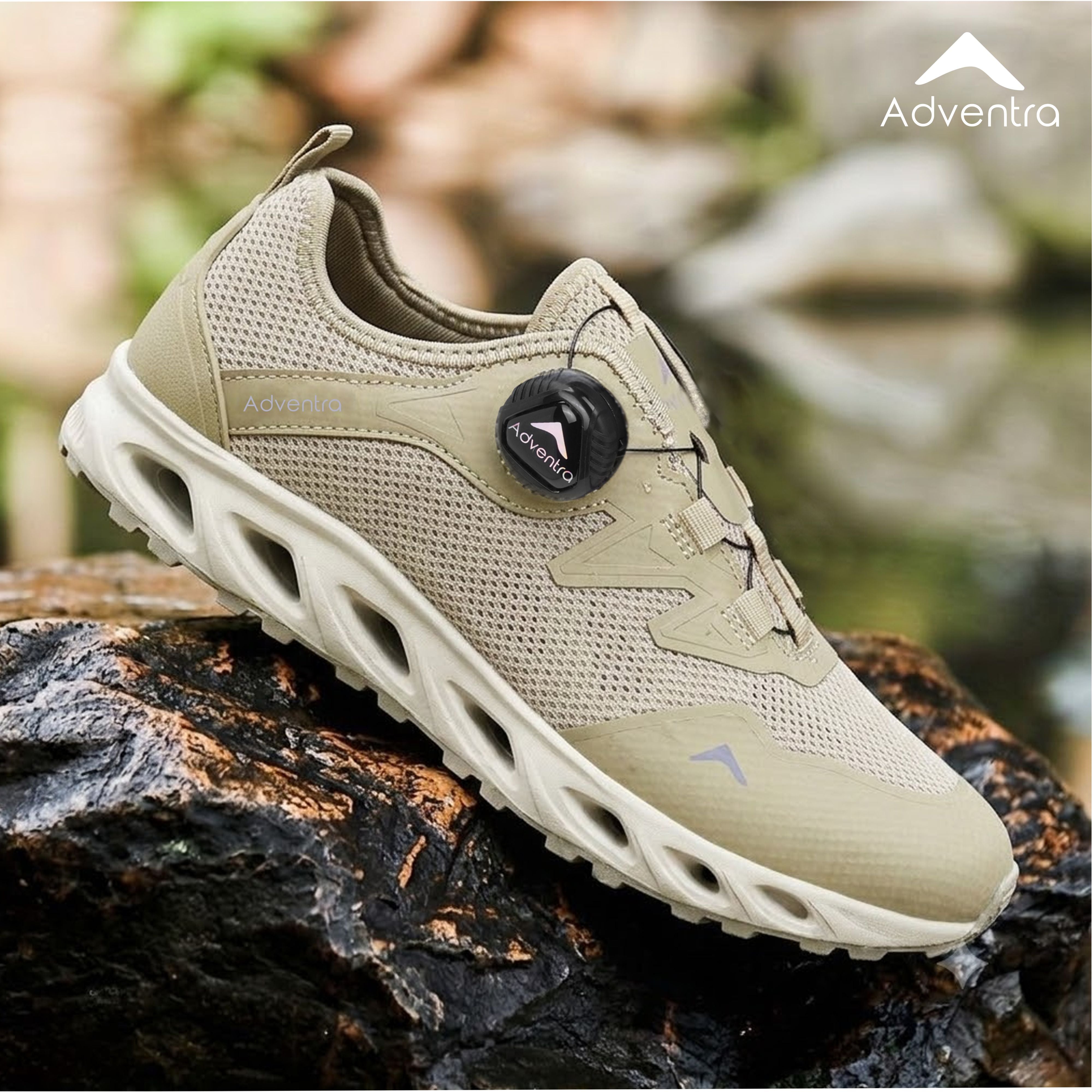 Men Lightweight Ultra Grip Hiking Shoes with Auto Lace (ET1109) Beige-thumbmail-2