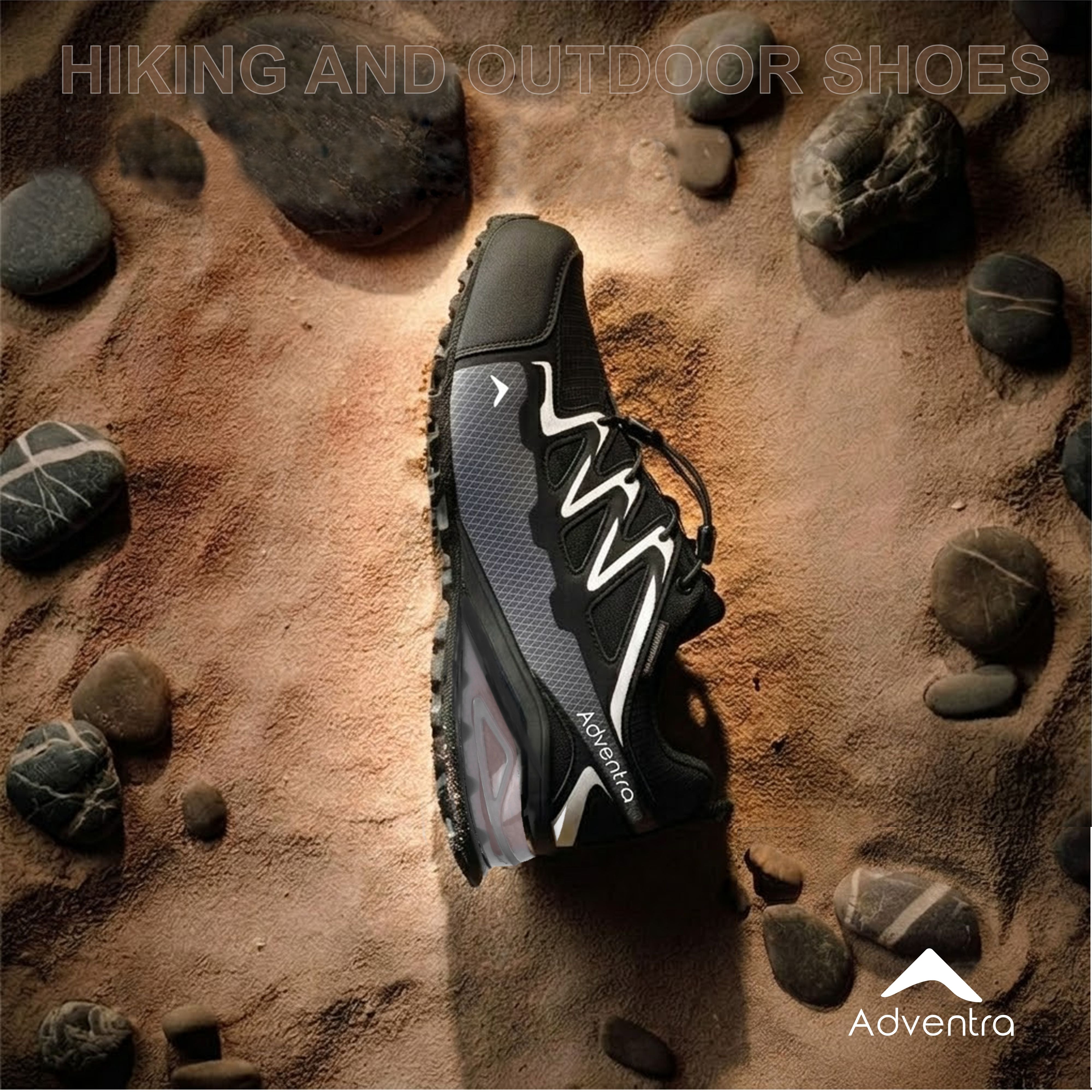 Men Waterproof Low Ankle Hiking Shoes with Anti Slip Grip & EVA Cushion (ET1110) Black-thumbmail-2