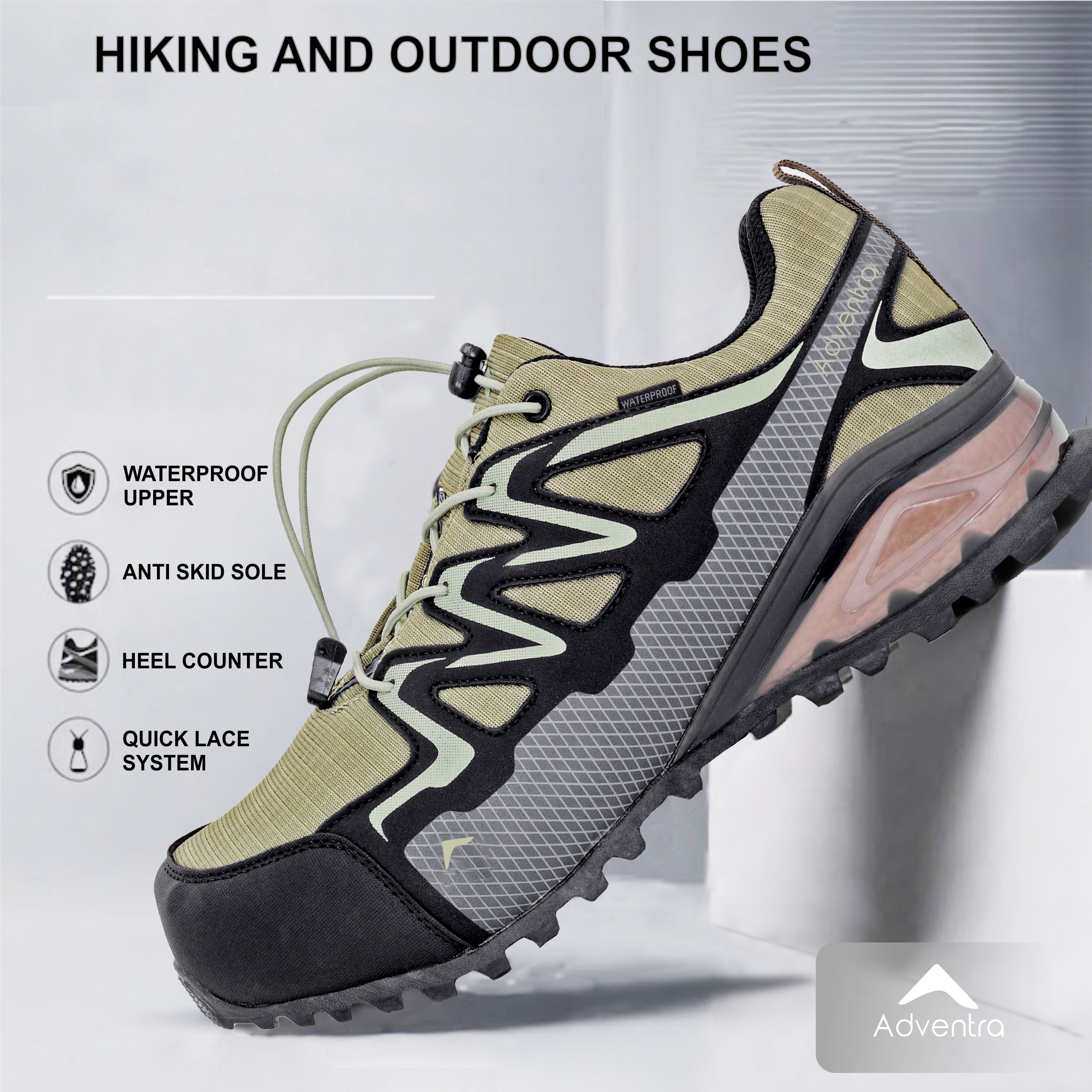 Men Waterproof Low Ankle Hiking Shoes with Anti Slip Grip & EVA Cushion (ET1110) Olive-thumbmail-4
