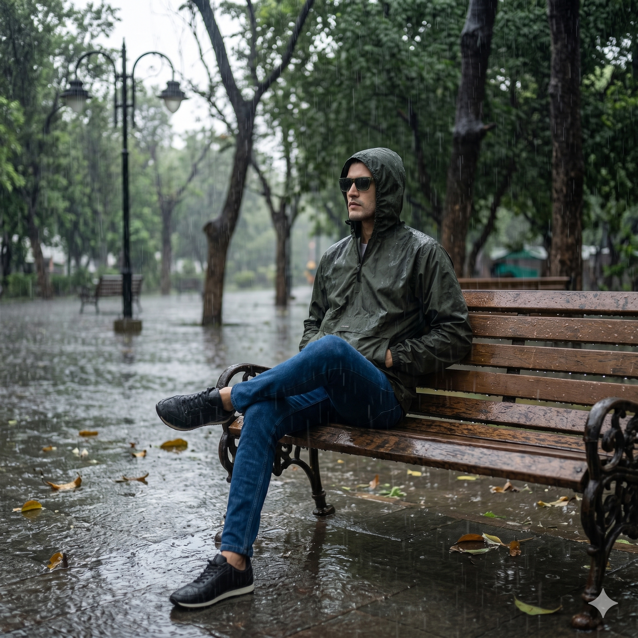 Rain Jacket with pouch, Half zip rain coat, Lightweight, Waterproof | RJ100 | Olive-thumbmail-5