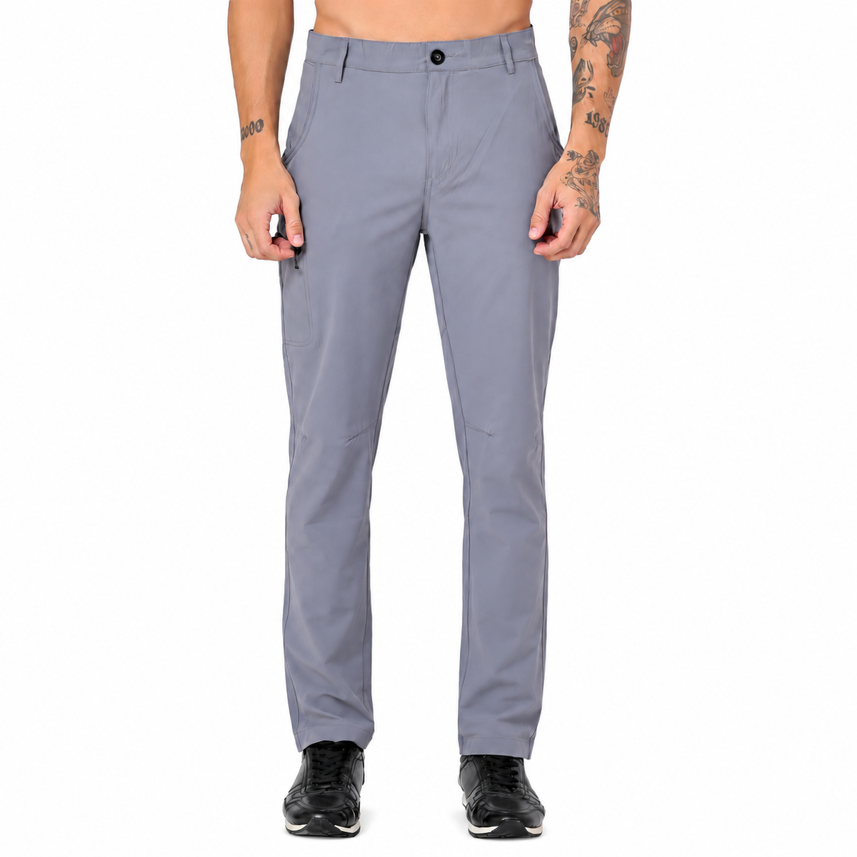Men's Lightweight Cargo Pants with Zipper Pockets (EH910) - Grey