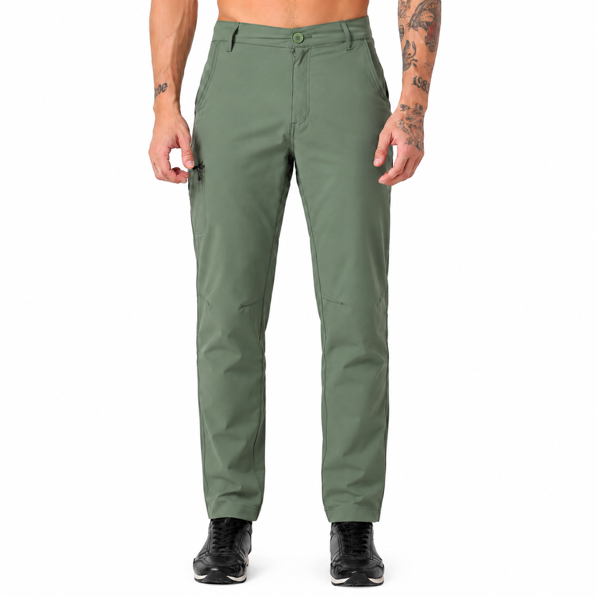 Men's Lightweight Cargo Pants with Zipper Pockets (EH910) - Olive