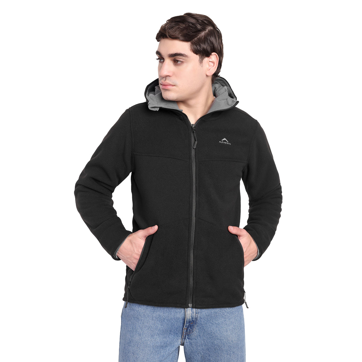 Sherpa Fleece Full Zip Hoodie Jacket – Ultra Warm (ET501) Black