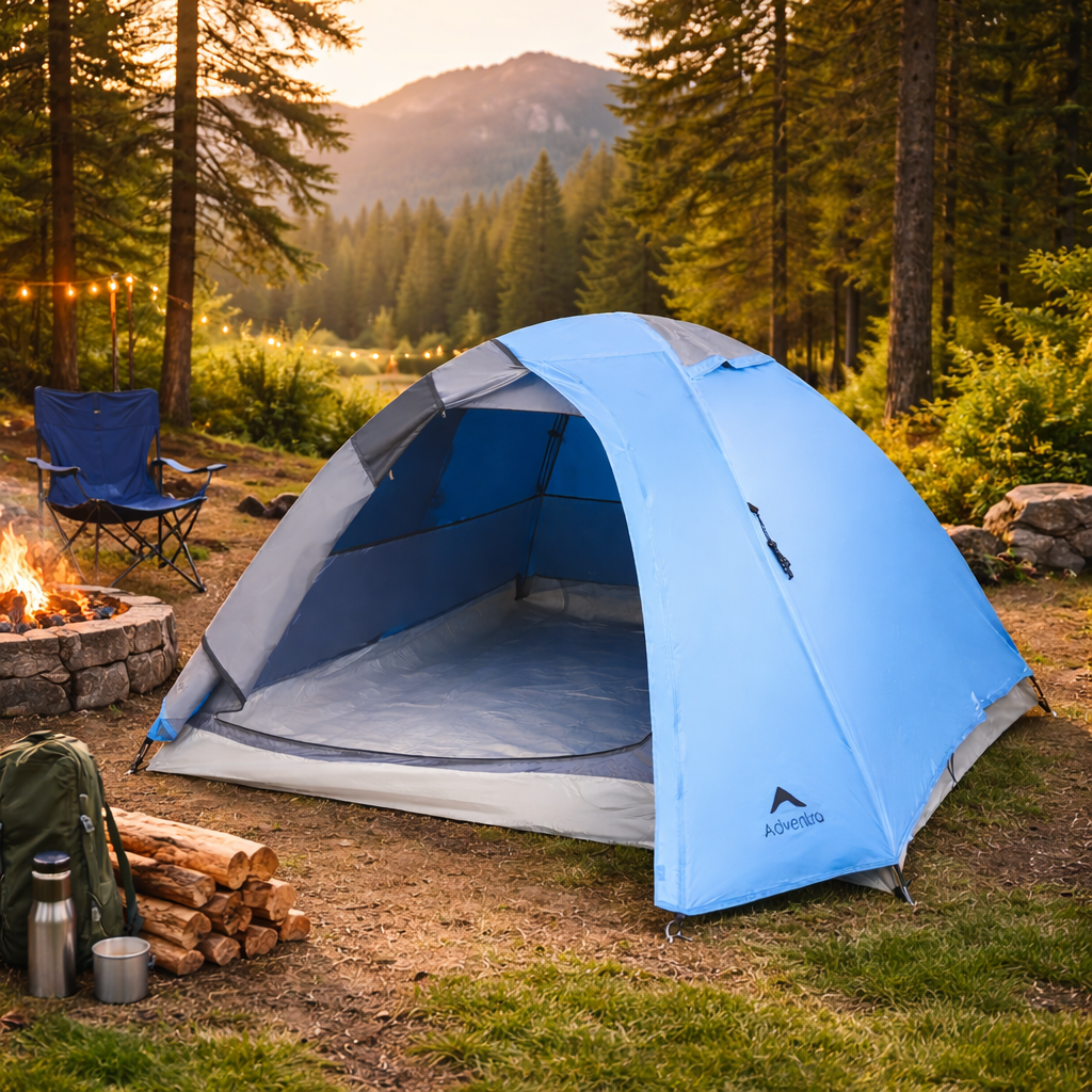 3-Person Camping Tent with UV Protection & Waterproof Flysheet (ET1100) Aqua Blue-thumbmail-11