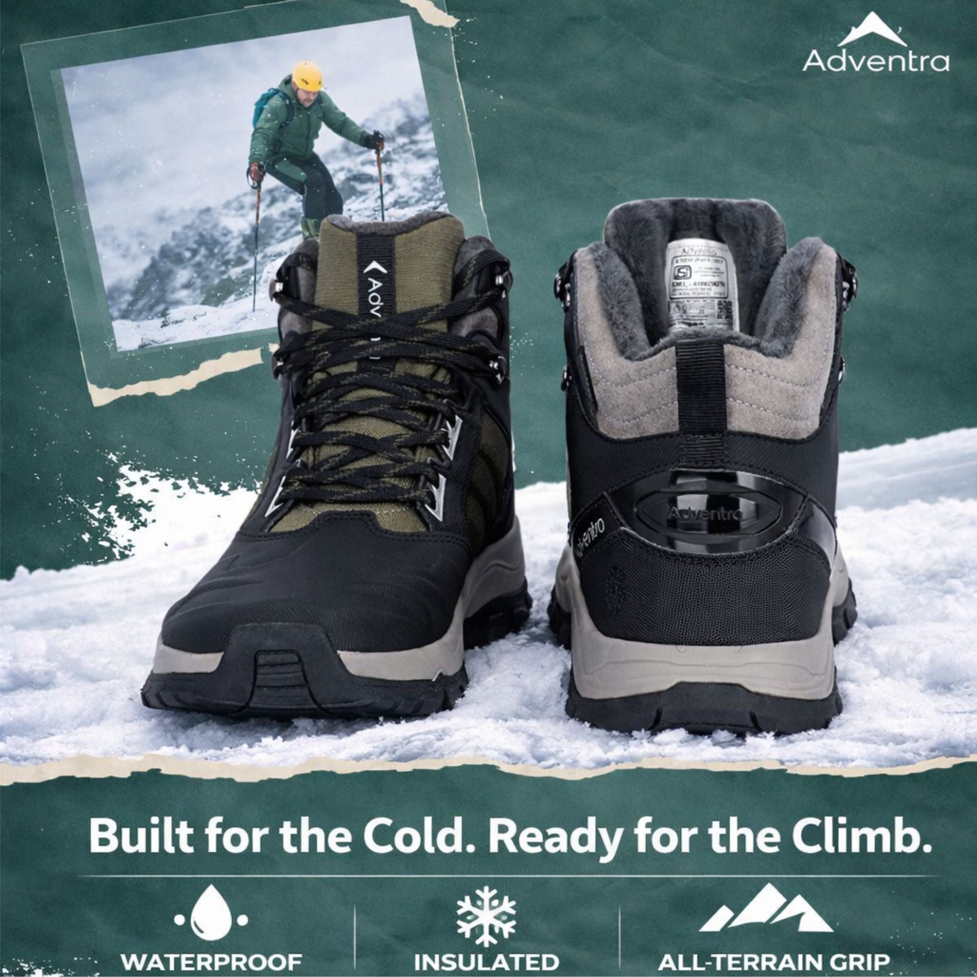 Men Waterproof Mid-Top Hiking Shoes with 3M Insulation (WH1104) Olive Green-thumbmail-2