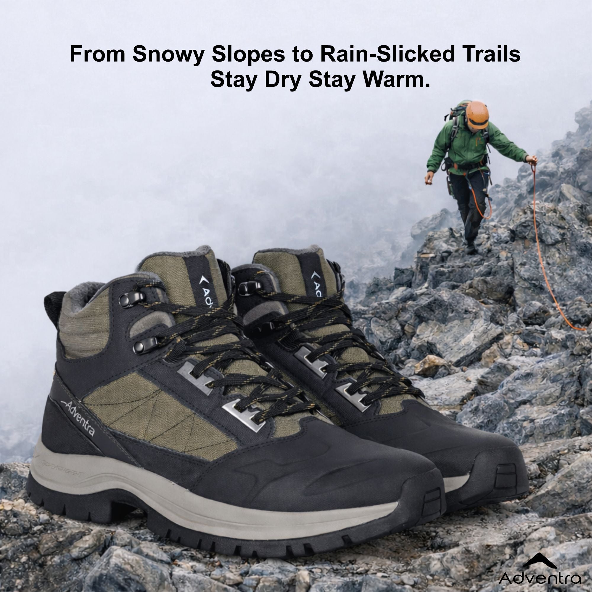 Men Waterproof Mid-Top Hiking Shoes with 3M Insulation (WH1104) Olive Green-thumbmail-3