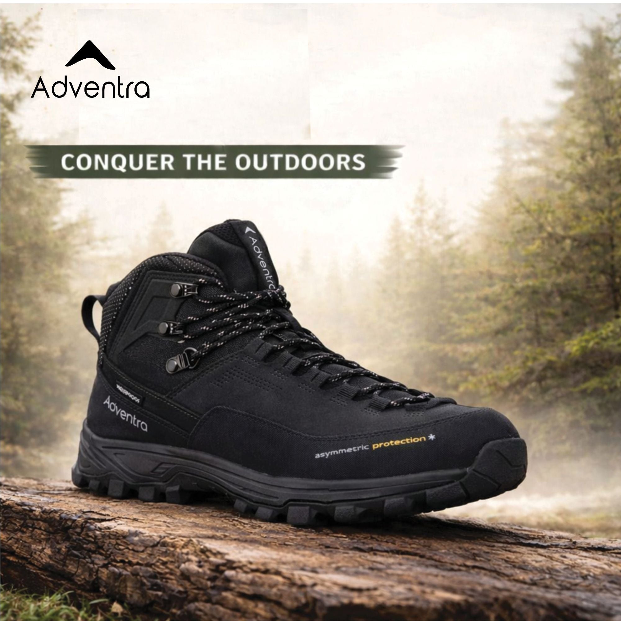 Men Waterproof Mid-Top Hiking Shoes with 3M Insulation (WH1106) Black-thumbmail-3