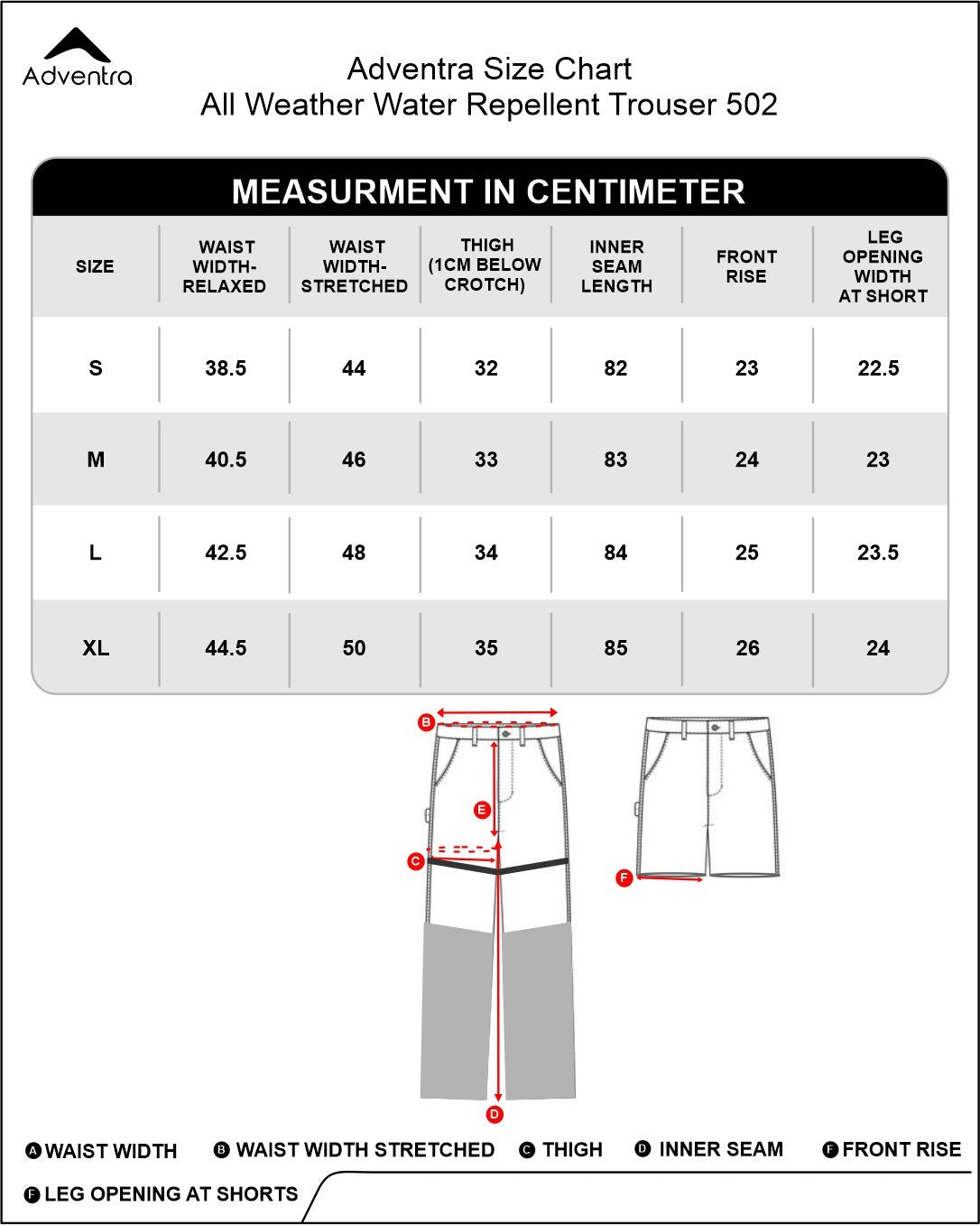 Fleece Thermal Bottom Wear – Winter Base Layer (EH502) Black Size Chart