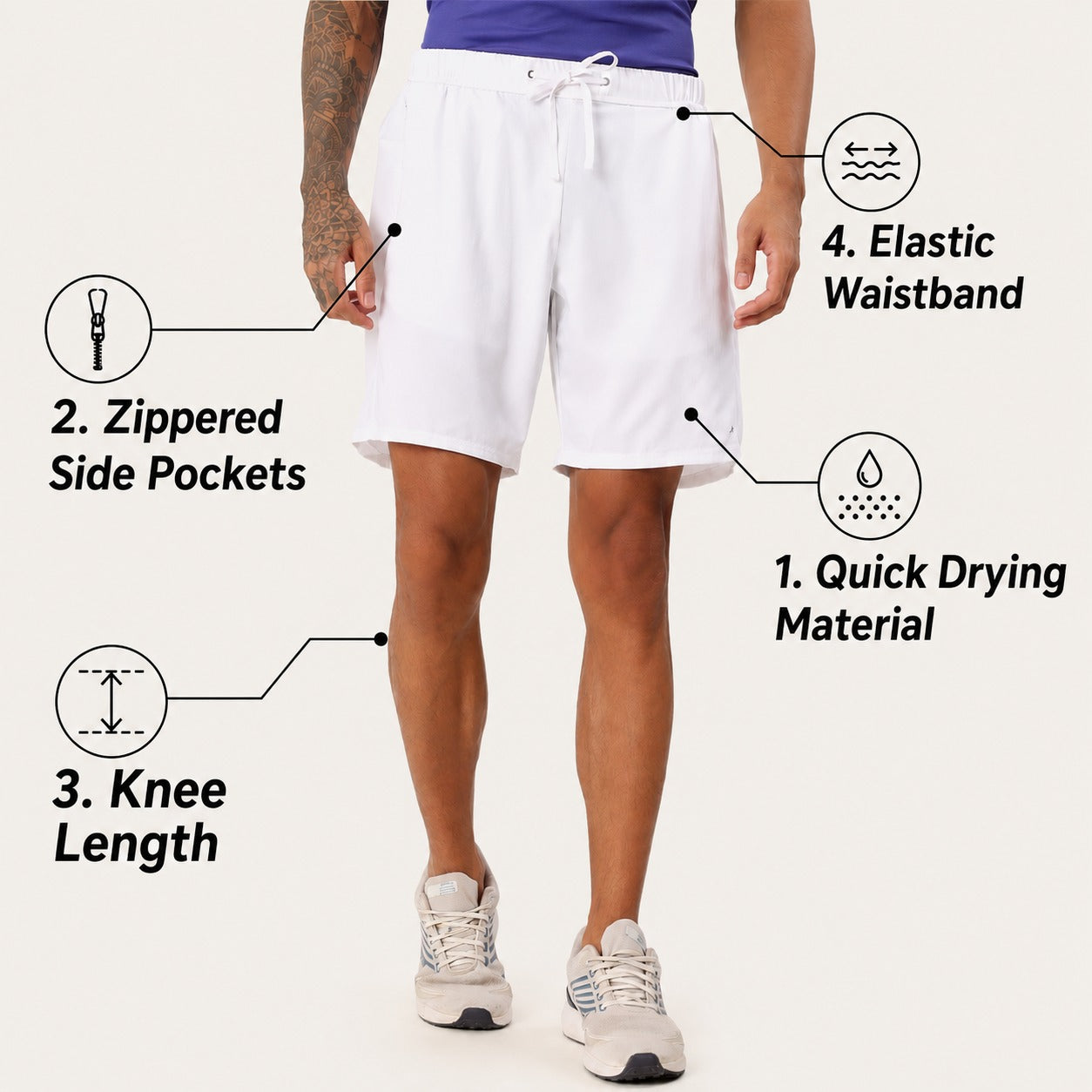 Running Shorts Lightweight, Quick-Dry | RS1000| White-thumbmail-2