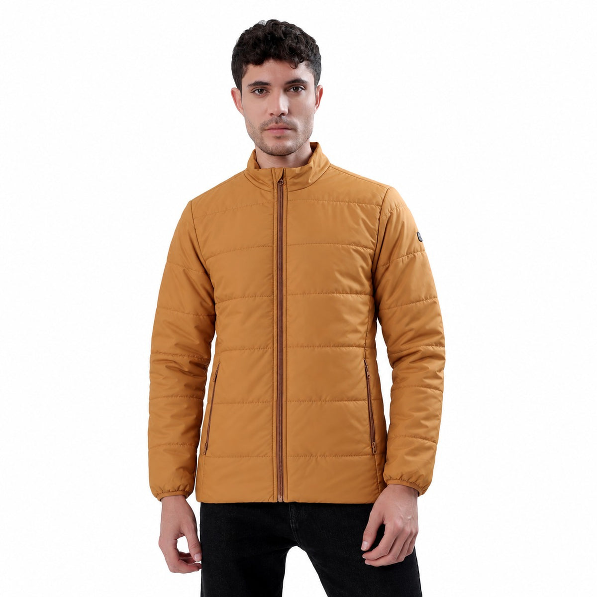 Men's Basic Winter Puffer Jacket – Water Repellent, Quilted - WH100 (Tan)