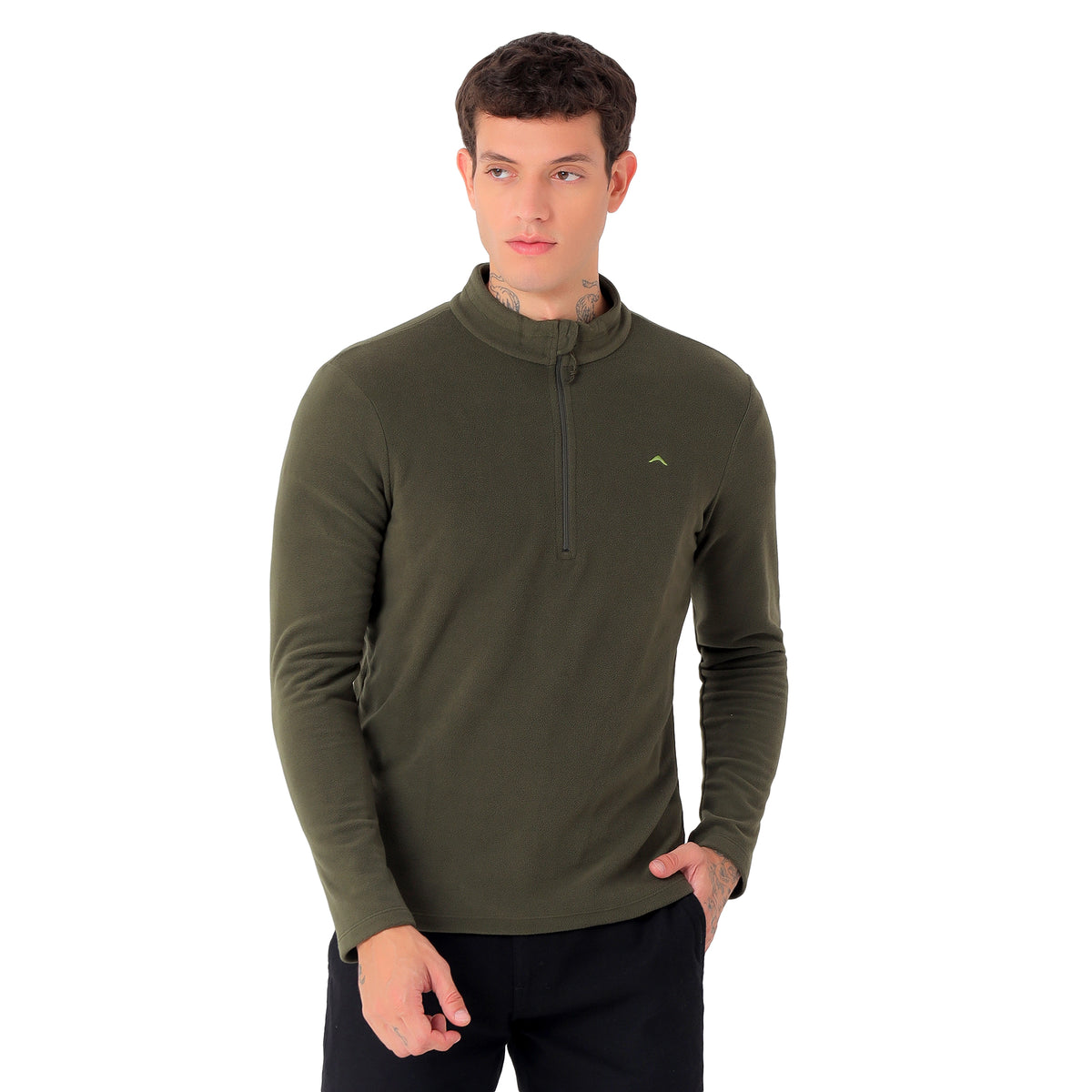 Men's Half Zip Fleece Jacket – Lightweight (EH400) Olive-thumbmail-1