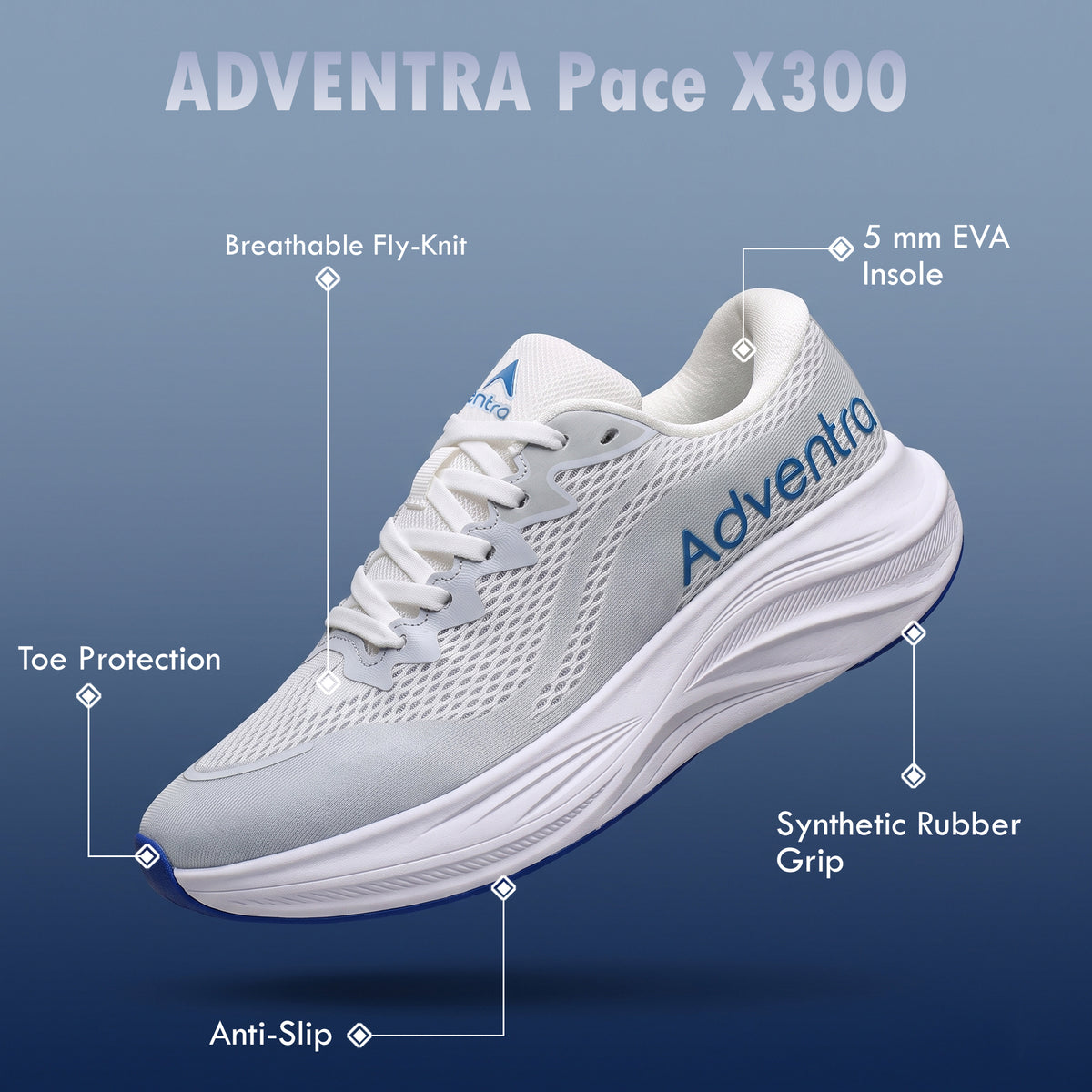 Men's Lightweight Running Sports Shoes for Walking, Gym and Training (RRX300) - White-thumbmail-3