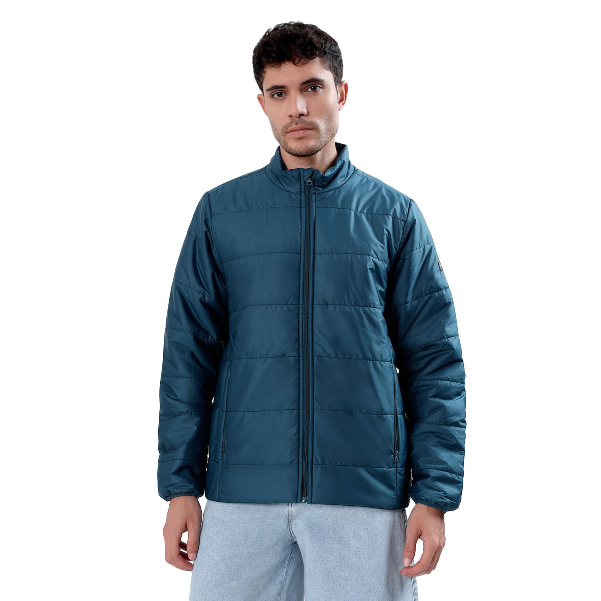 Men's Basic Winter Puffer Jacket – Water Repellent, Quilted - WH100 (Gracial Teal)-thumbmail-1